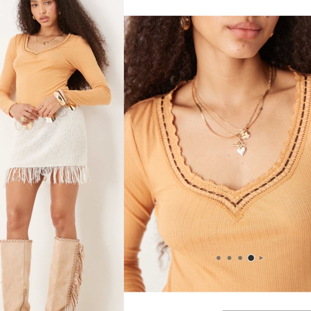 NWT : Free People Only You Long Sleeve Ribbed V-Neck Top Stretch Tee Women XL